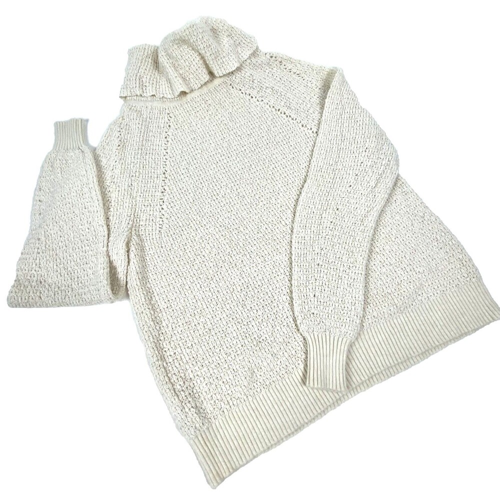 Oversized Slub Knit Free People Sweater Your SideSoft & Cozy Ivory Sz XS